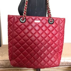 Authentic Kate Spade Large Deep Red Quilted Shoulder Tote
